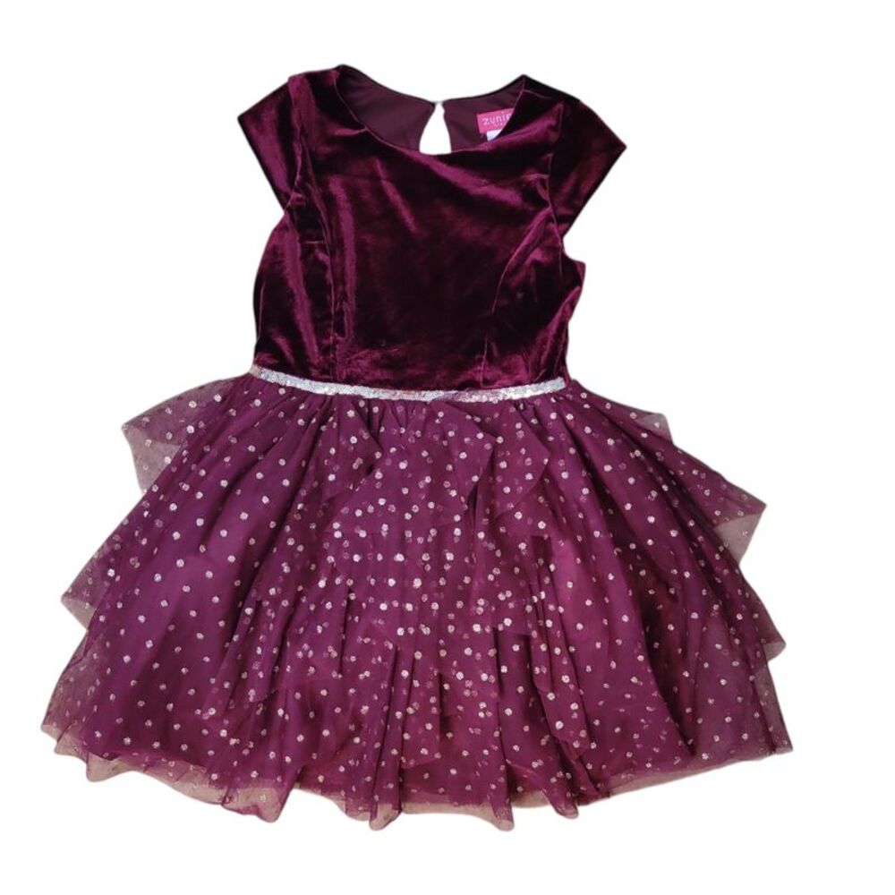 Burgundy - Zunie Girl Girl's Fit & Flare Special Occasion Mesh Skirting Holiday